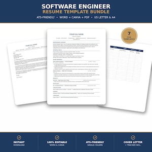 ATS-Friendly Software Engineer Resume Template, Web Developer | Software Developer CV, Internship & Entry-Level, Word/Google Docs