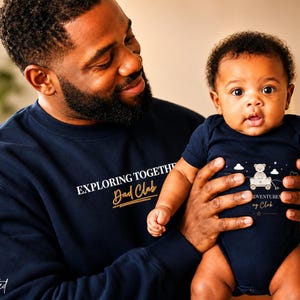 Dad Club Baby Matching Set| Embroidered Sweatshirt Onesie| Father's Day Newborn Keepsake Gift| First Adventures Cosy Tiny Coordinated Outfit