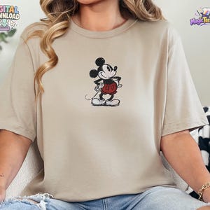 Classic Mickey Mouse Embroidered Tee | Vintage Disney Character PNG Digital Download image 5