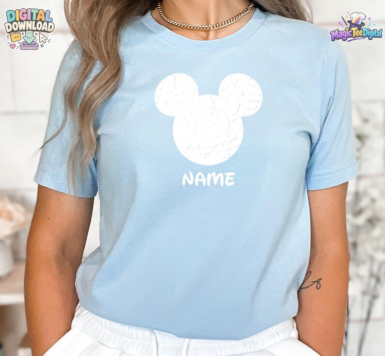 Custom Name Mickey Mouse Head T-Shirt, Personalized Disney Shirt PNG Digital Download image 3