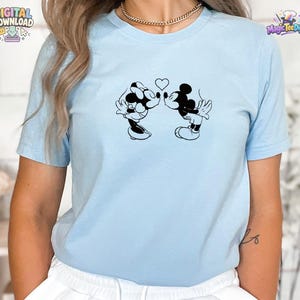 Retro Mickey Minnie Mouse Love Heart T-shirt PNG digital nedladdning bild 1