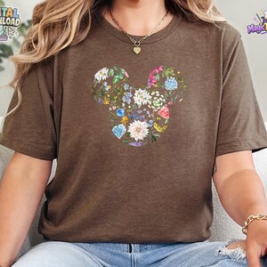 Blommig Musse Pigg-tröja med huvud, Disney-blommorörondesign PNG digital nedladdning bild 7