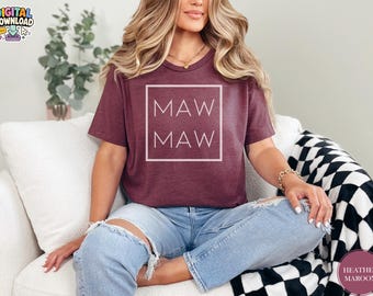 Maw maw-shirt, Moederdagcadeau, Maw maw cadeau voor oma, schattig oma-shirt met horen, schattig oma-shirt met hart, Maw maw, shirt png