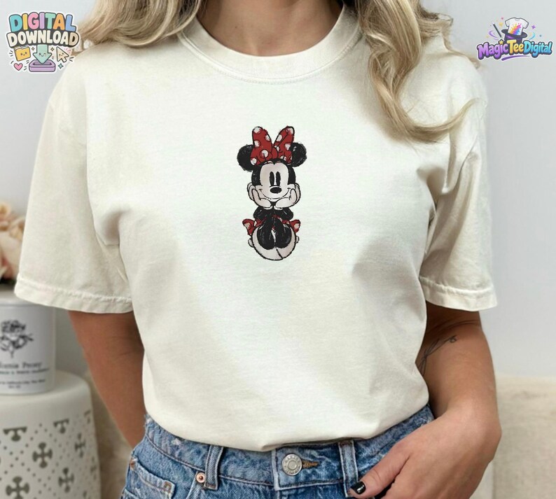 Classic Mickey Mouse Embroidered Tee | Vintage Disney Character PNG Digital Download image 3