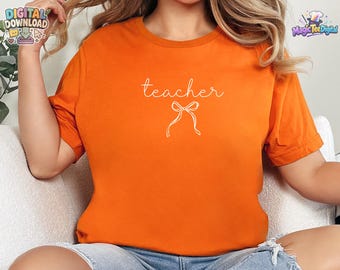 Teacher Bow T-Shirt Design PNG Digital Download for Sublimation Printing