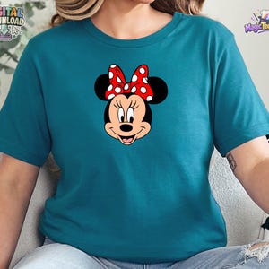 Minnie Mouse Face Red Bow Disney Shirt PNG Digital Download 画像 7