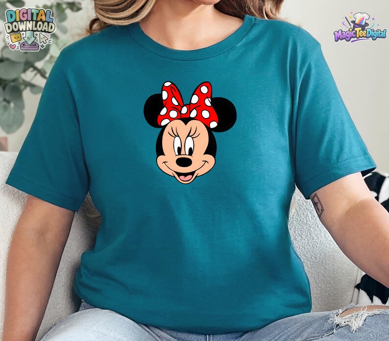 Minnie Mouse Face Red Bow Disney Shirt PNG Digital Download 画像 7