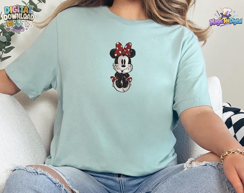 Classic Mickey Mouse Embroidered Tee | Vintage Disney Character PNG Digital Download image 7