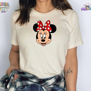 Minnie Mouse Face Red Bow Disney Shirt PNG Digital Download 画像 3