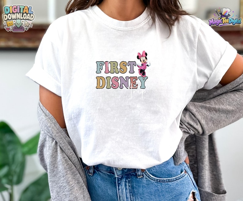 My First Disney Trip Shirt, Minnie Mouse Family Vacation PNG Digital Download image 1