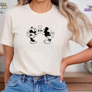 Retro Mickey Minnie Mouse Love Heart T-shirt PNG digital nedladdning bild 3