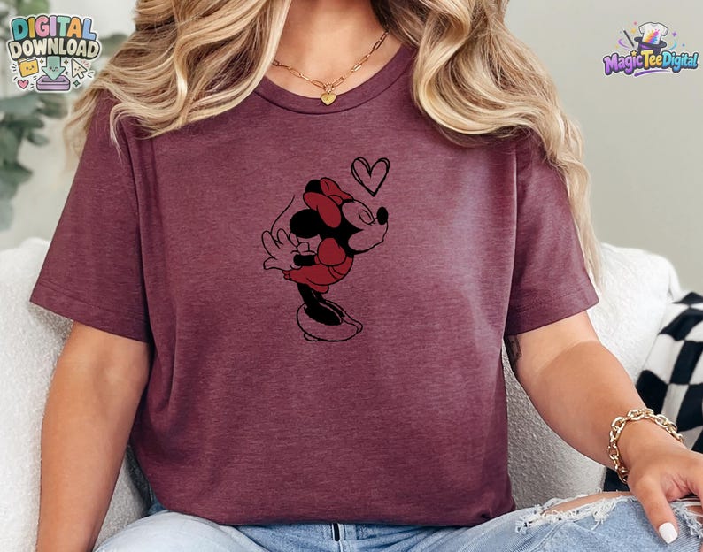Minnie Mouse Love Heart T-Shirt Design PNG Digital Download image 7