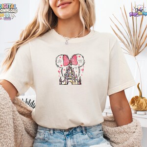 Download digitale PNG del castello di Minnie Mouse a forma di cuore, design per maglietta Disney Magic immagine 1