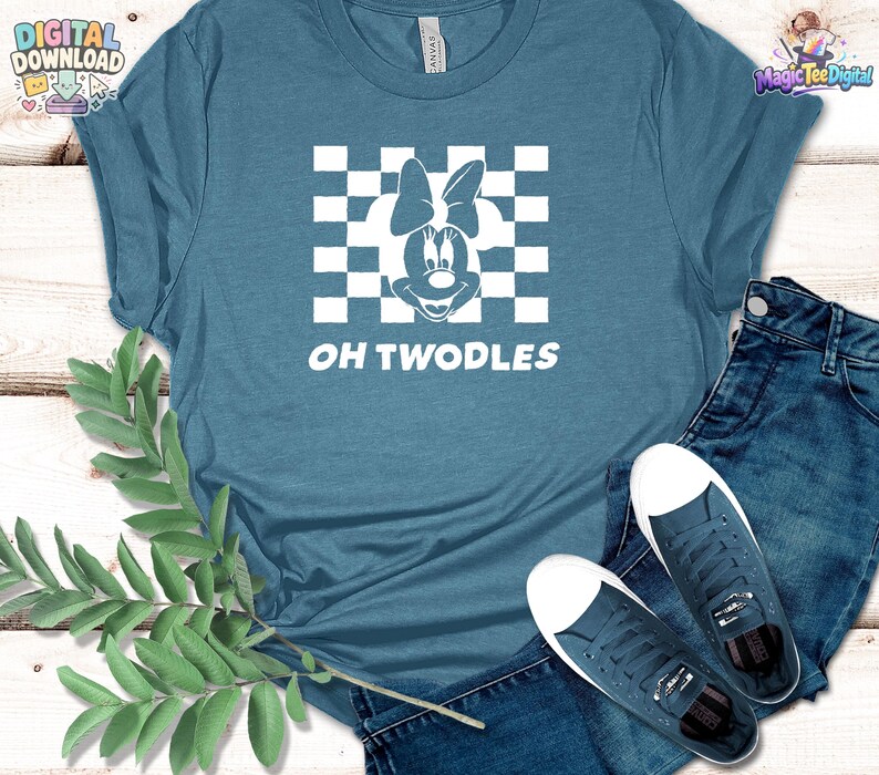 Oh Twodles Checkered Disney T-Shirt, Minnie Mouse Retro Design PNG Digital Download image 6