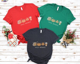 Cozy Season Sweatshirt, Books Lover Fall Gift, Womens Pumpkin Season Shirt, Cute Pumpkin Shirt, Autumn Leaf Shirt, Fall Coffee L PNG Digital