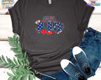 Patriotic Nurse PNG Digital Download, 4th of July Nurse Shirt Design
