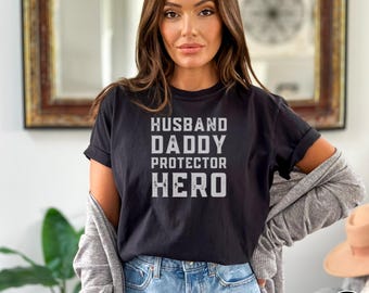 Echtgenoot, papa beschermer, heldshirt, uniseks grappig herenshirt papa, vintage T-shirt voor Vaderdag, grappig shirt voor papa, cadeau, png digitaal
