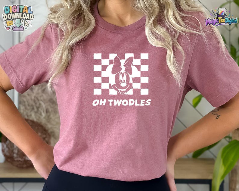 Oh Twodles Checkered Disney T-Shirt, Minnie Mouse Retro Design PNG Digital Download image 2