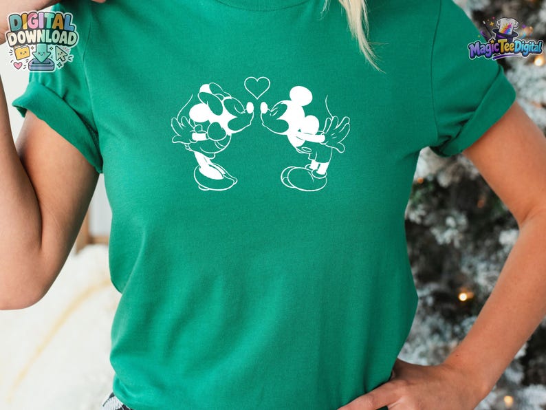 Retro Mickey Minnie Mouse Love Heart T-shirt PNG digital nedladdning bild 7