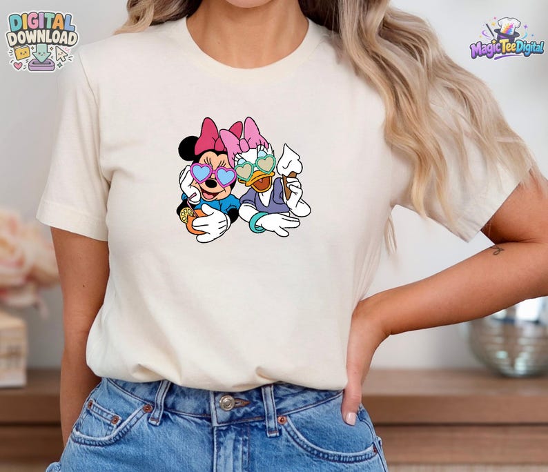 Retro Minnie Mouse Friends Heart Sunglasses PNG Digital Download image 5