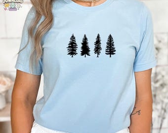 Dennenboom T-shirt, wandelshirt, natuur shirt met ronde hals, groenblijvende bomen, cadeau voor natuurliefhebber, dennenboom hoodie, winterboom png digitaal