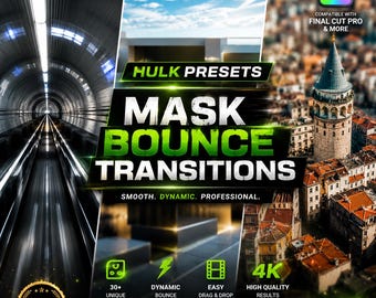 Vertical Mask Bounce Transitions for Video Editing, Smooth Dynamic Scene Changes, Social Media Stories, 4K Professional Motion Effects