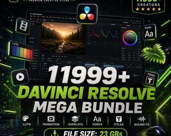 DaVinci Resolve Mega Bundle: Transitions, LUTs, Titles, Fonts (Digital Download)
