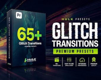 65+ Glitch Transitions Pack for Premiere Pro | Drag & Drop Presets (Digital Download)
