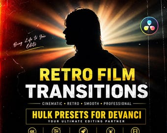 Retro Film Transitions for DaVinci Resolve | Vintage Cinematic Pack (Digital Download)