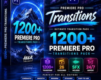1200+ Premiere Pro Video Transitions Pack | Cinematic, Smooth, Modern, Dynamic Effects for Editing, Social Media, Films, Promo Videos