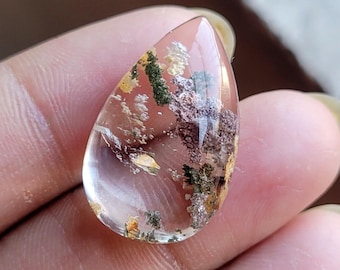 Garden Quartz Pear Shape Loose Gemstone, Flat Back Cabochon 24.60 Caret Size 11x26 MM,