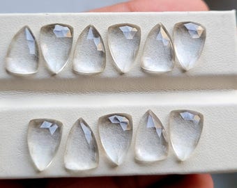 Rose Cut Clear Crystal Quartz Shield Shape Lot Gemstone , 32.30 Caret Size 8X12 MM,