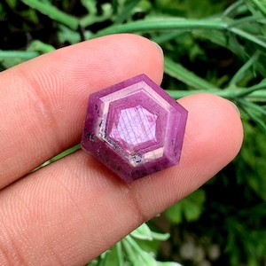 Step Cut Ruby Sheen Sapphire Fancy Slice Loose Gemstone, 18.70 Caret Size 17x19 MM,