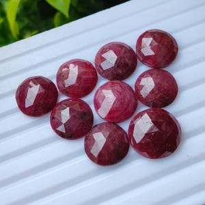Lote de gemas redondas de zafiro y rubí talla rosa, 49,40 quilates, tamaño 12-14 mm,