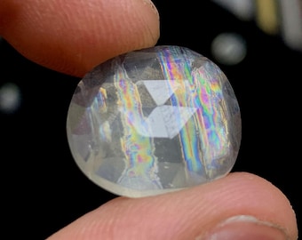 Natural Rose Cut Malawi Moonstone Free Form Gemstone, 9.60 Caret Size 15x16 MM,