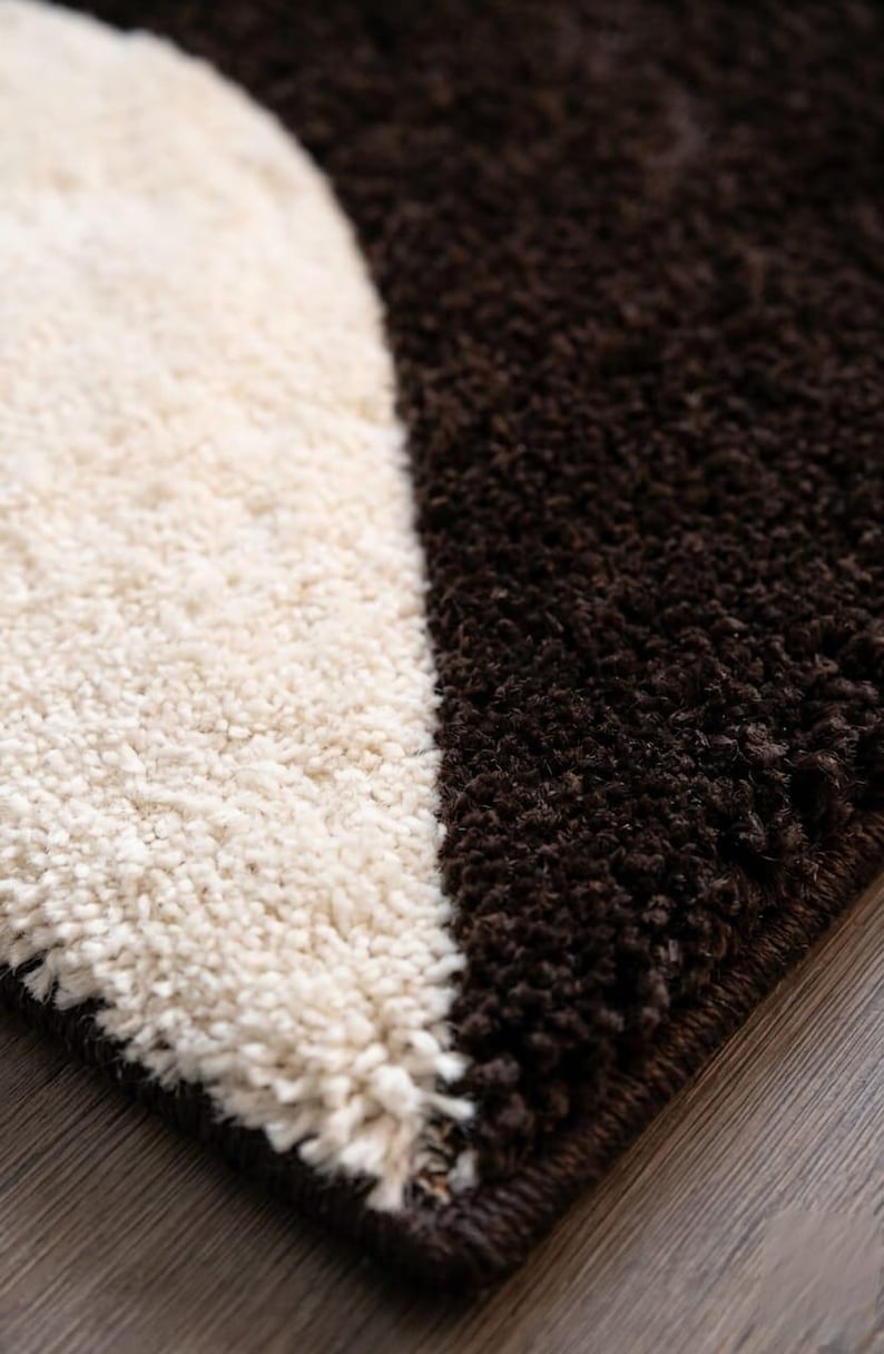 Buy Abstract Wavy Rug: Handmade Tufted Earth Tone Carpet for Boho ...