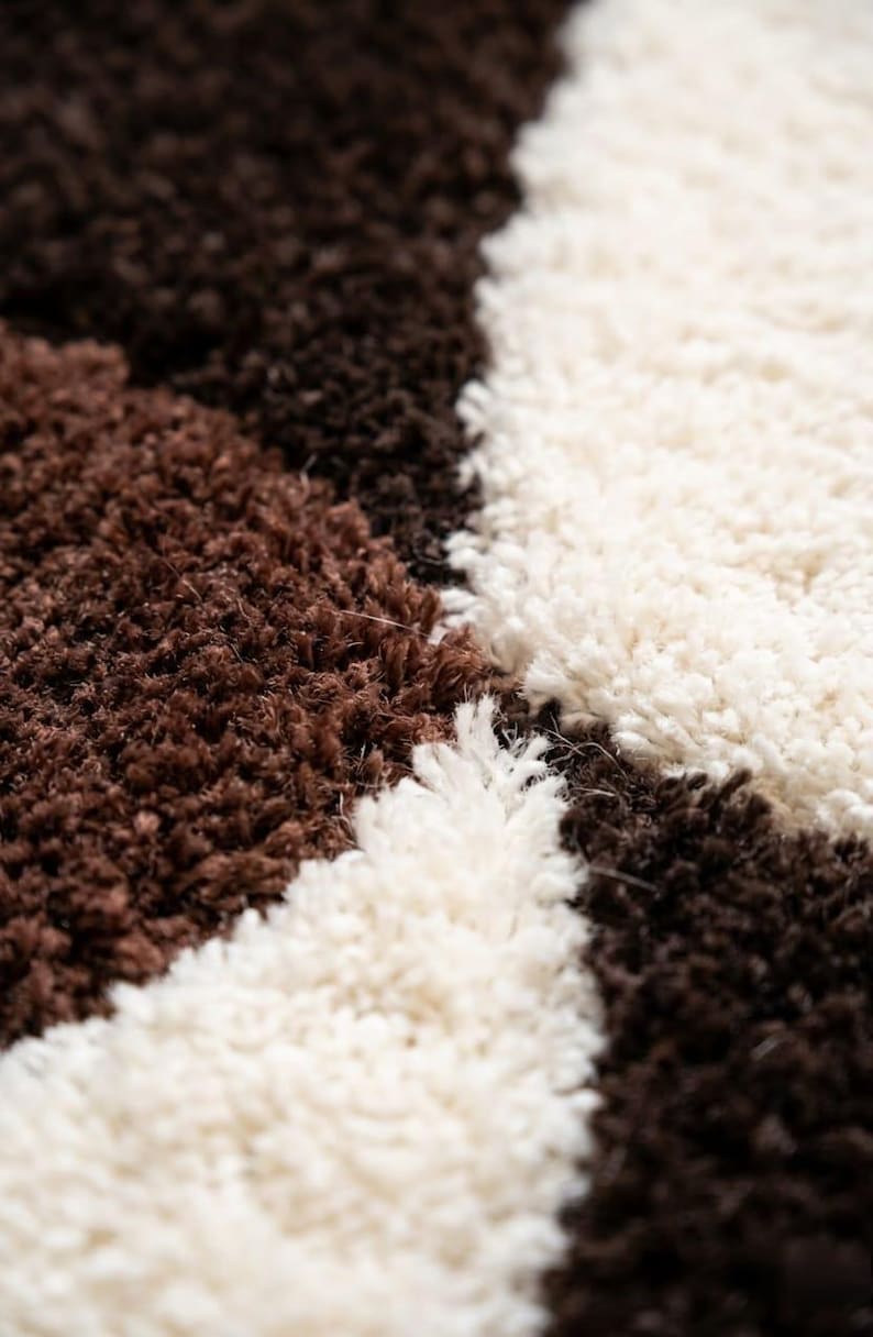 Buy Abstract Wavy Rug: Handmade Tufted Earth Tone Carpet for Boho ...