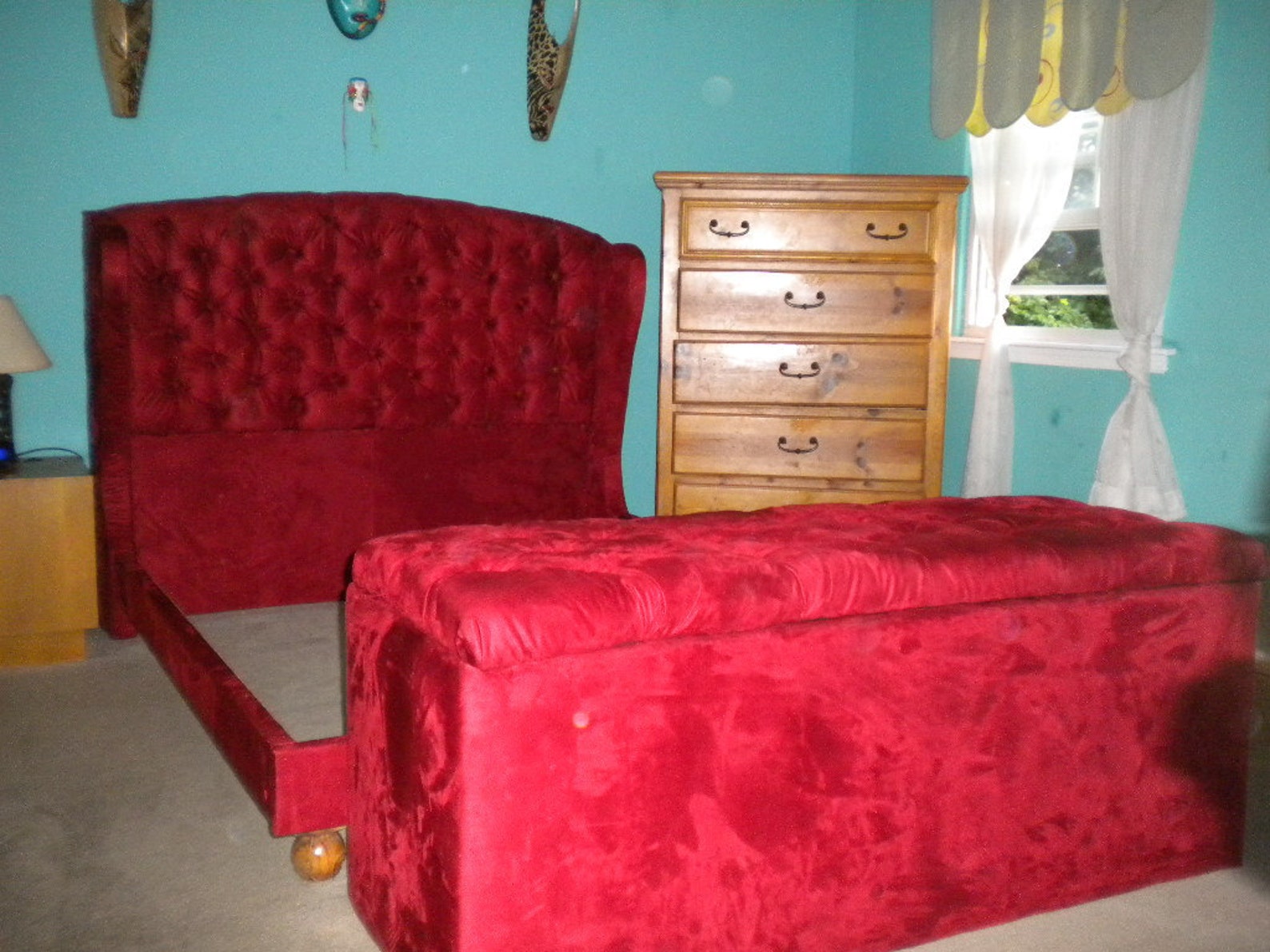 Custom made Upholstered Tufted Winged Headboard with Matching Etsy