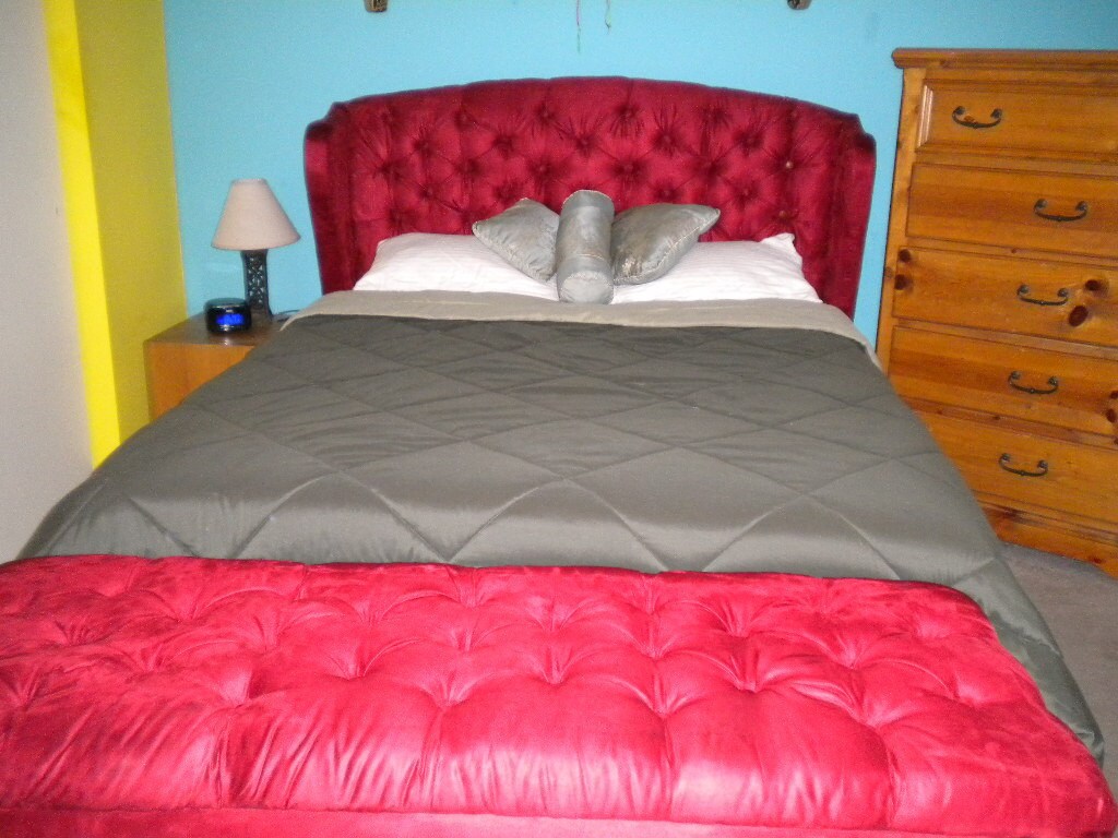 Custom made Upholstered Tufted Winged Headboard with Matching Etsy