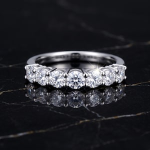 Moissanit alliansring, sterlingsilver, GRA-certifierad, minimalistisk stapelbar ring
