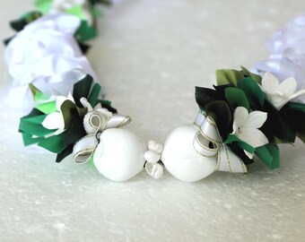 Hawaiian Satin Ribbon White and Yellow Floral Lightweight  display picture 1