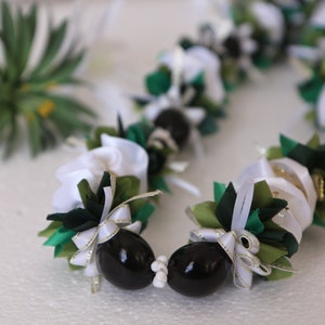 Kukui Nut Ribbon Lei White