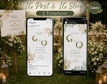 Olive Bloom Wedding Instagram Templates, Editable IG Post & Story, Wedding Social Media Kit, Canva Wedding Template, Instant Download