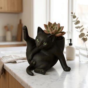 Cat Planter Pot, Cute Succulent Planter, Resin Cat Flower Pot, Indoor Plant Pot, Cat Lover Gift, Small Cactus Planter, Home Decor