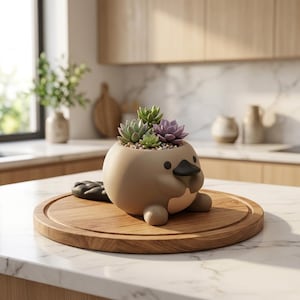 Vaso de resina em formato de ornitorrinco sorridente para suculentas, com furo de drenagem, decoração de mesa para amantes de livros, porta-canetas.