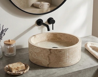 Naturstein Waschbecken, Travertin Waschbecken, Waschbecken, Stone Basin, Vessel Sink, Countertop Basin, Basin, Sink