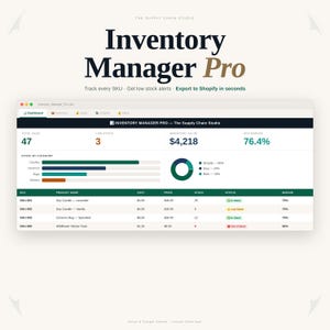 Inventory Manager Pro | Small Business Excel & Google Sheets Tracker (Instant Download)