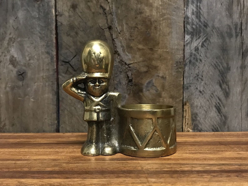 1970s Enesco Solid Brass Soldier Drummer With Busby Hat Etsy
