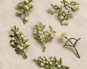 Emaille bloemenbroche, geboortemaand bloemspeld, botanische sieraden, huwelijksaccessoire, cadeau voor moeder, verjaardagscadeau voor haar, bruidscadeau