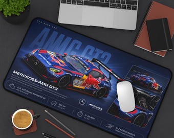 Max Verstappen Mercedes-AMG GT3 Racing Car Desk Mat | Motorsport Track Graphic Mouse Pad